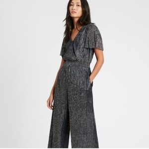 Banana Republic Petites Metallic Pleated Jumpsuit – Size S Petite